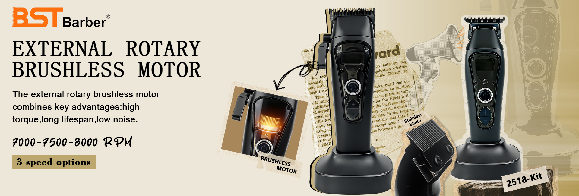 external rotor brushless motor hair trimmer